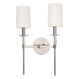 Obrázek pro produkt Nástěnné svítidlo AMHERST ocel/hedvábí nikl/bílá E14 2x40W - HUDSON VALLEY