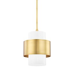 Obrázek pro produkt Závěsné svítidlo CORINTH ocel/sklo staromosaz/opál E27 1x13W - HUDSON VALLEY