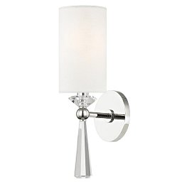 Obrázek pro produkt Nástěnné svítidlo BIRCH ocel/textil nikl/bílá E14 1x60W - HUDSON VALLEY