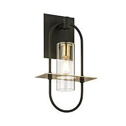 Obrázek pro produkt Venkovní nástěnné svítidlo SMYTH kov/mosaz/sklo bronz/kartáčovaná mosaz/čirá E14 1x8W - HUDSON VALLEY (Troy)