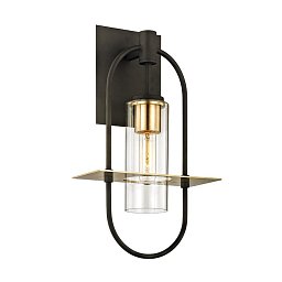 Obrázek pro produkt Venkovní nástěnné svítidlo SMYTH kov/mosaz/sklo bronz/kartáčovaná mosaz/čirá E27 1x13W - HUDSON VALLEY (Troy)