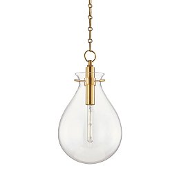 Obrázek pro produkt Závěsné svítidlo IVY ocel/sklo staromosaz/čirá E27 1x7W - HUDSON VALLEY