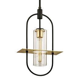 Obrázek pro produkt Závěsné svítidlo SMYTH kov/mosaz/sklo bronz/kartáčovaná mosaz/čirá E27 1x75W - HUDSON VALLEY (Troy)