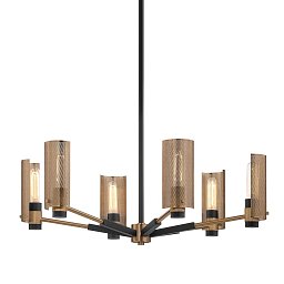 Obrázek pro produkt Závěsné svítidlo PILSEN kov/ocel bronz/staromosaz/mosaz E27 6x8W - HUDSON VALLEY (Troy)