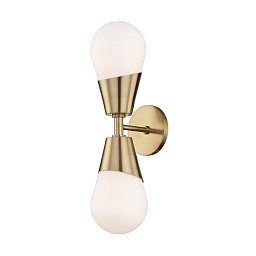 Obrázek pro produkt Nástěnné svítidlo CORA ocel/sklo staromosaz/bílá E27 2x40W - HUDSON VALLEY (Mitzi)