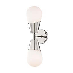 Obrázek pro produkt Nástěnné svítidlo CORA ocel/sklo nikl/bílá E27 2x40W - HUDSON VALLEY (Mitzi)