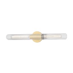 Obrázek pro produkt Nástěnné svítidlo CECILY ocel/sklo staromosaz/čirá E27 2x40W - HUDSON VALLEY (Mitzi)