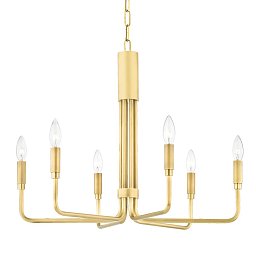 Obrázek pro produkt Závěsné svítidlo BRIGITTE ocel staromosaz E14 6x8W - HUDSON VALLEY (Mitzi)
