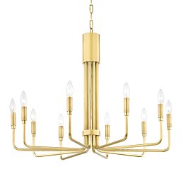 Obrázek pro produkt Závěsné svítidlo BRIGITTE ocel staromosaz E14 10x8W - HUDSON VALLEY (Mitzi)