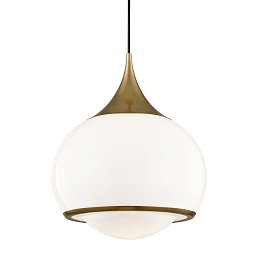 Obrázek pro produkt Závěsné svítidlo REESE ocel/sklo staromosaz/opál E27 1x13W - HUDSON VALLEY (Mitzi)