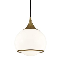 Obrázek pro produkt Závěsné svítidlo REESE ocel/sklo staromosaz/opál E27 1x13W - HUDSON VALLEY (Mitzi)