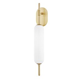 Obrázek pro produkt Nástěnné svítidlo Miley ocel/sklo staromosaz/opál E27 1x6W - HUDSON VALLEY (Mitzi)