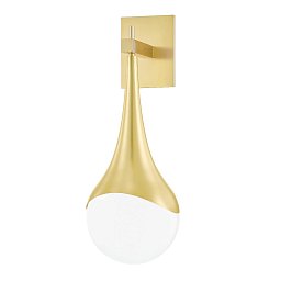 Obrázek pro produkt Nástěnné svítidlo ARIANA ocel/sklo staromosaz/opál E27 1x40W - HUDSON VALLEY (Mitzi)