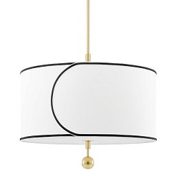 Obrázek pro produkt Závěsné svítidlo ZARA ocel/textil staromosaz/bílá E27 3x60W - HUDSON VALLEY (Mitzi)