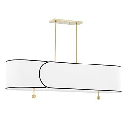 Obrázek pro produkt Závěsné svítidlo ZARA ocel/textil staromosaz/bílá E27 5x60W - HUDSON VALLEY (Mitzi)