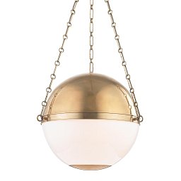 Obrázek pro produkt Závěsné svítidlo SPHERE NO. 2 mosaz/sklo staromosaz/opál E27 3x40W - HUDSON VALLEY
