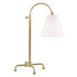 Obrázek pro produkt Stolní lampa CURVES NO. 1 mosaz/textil staromosaz/bílá E27 1x40W - HUDSON VALLEY