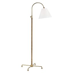 Obrázek pro produkt Stojací lampa CURVES NO. 1 ocel/textil staromosaz/bílá E27 1x40W - HUDSON VALLEY