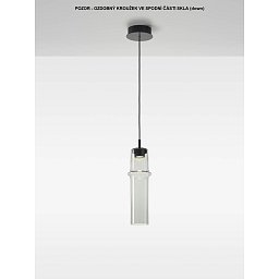 Obrázek pro produkt Závěsné svítidlo BAMBOO FOREST M DOWN sklo hnědé kouřové lesklé / černý kov / BROKIS konektor 24V, textilní černý kabel, DIM 6,5W 2700K - BROKIS