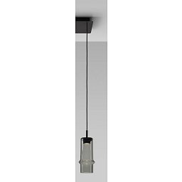 Obrázek pro produkt Závěsné svítidlo BAMBOO FOREST S sklo hnědé kouřové lesklé / černý kov / BROKIS konektor 24V, textilní černý kabel, DIM 6,5W 2700K - BROKIS