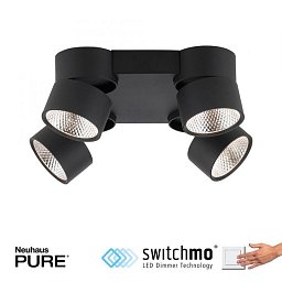 Obrázek pro produkt Paul Neuhaus LED stropní svítidlo PURE-NOLA černá 4 ramenné otočné stmívatelné krokově stmívatelné 3000K - PAUL NEUHAUS