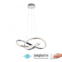 Obrázek pro produkt TANJA LED závěsné svítidlo chrom s křišťalovým efektem stmívatelné Simplydim paměťová funkce SimplyDim 3000K - PAUL NEUHAUS