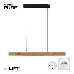 Obrázek pro produkt Paul Neuhaus LED závěsné svítidlo PURE-E-MOTION elektricky nastavitelná výška 2700-5000K dub/černá perleť - PAUL NEUHAUS