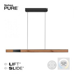 Obrázek pro produkt Paul Neuhaus LED závěsné svítidlo PURE-MOTO-RISE elektricky nastavitelná výška + šířka / dotykové 2700-5000K dub/černá perleť - PAUL NEUHAUS
