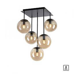 Obrázek pro produkt NYMÖLLA Stropní svítidlo, černá, skleněné koule, jednoduchý design, 5ti ramenné - LEUCHTEN DIREKT / JUST LIGHT