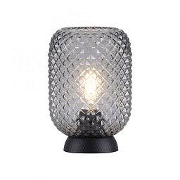 Obrázek pro produkt REISHI LED stolní lampa černá kouřové sklo šňůrový vypínač kruhové - LEUCHTEN DIREKT / JUST LIGHT