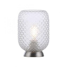Obrázek pro produkt REISHI LED stolní lampa stříbrná hra světla rýhované čiré sklo šňůrový vypínač - LEUCHTEN DIREKT / JUST LIGHT
