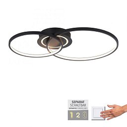 Obrázek pro produkt ASMINA LED stropní svítidlo černá otočné světelné kruhy samostatně vypínatelné 3000K - LEUCHTEN DIREKT / JUST LIGHT