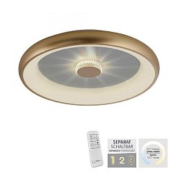 Obrázek pro produkt VERTIGO LED stropní svítidlo matná mosaz 61x61 kruhové křišťálový efekt stmívatelné CCT 2700-5000K - LEUCHTEN DIREKT / JUST LIGHT