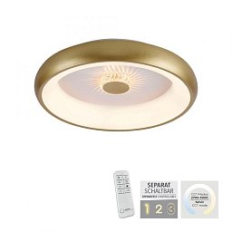 Obrázek pro produkt VERTIGO LED stropní svítidlo matná mosaz 50x50 kruhové křišťálový efekt stmívatelné CCT 2700-5000K - LEUCHTEN DIREKT / JUST LIGHT