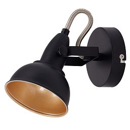 Obrázek pro produkt Bodové nástěnné a stropní svítidlo, pr. 10 cm, max. 40 W, černá-zlatá - BRILO