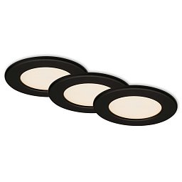 Obrázek pro produkt 3ks sada LED vestavné svítidlo, pr. 11,5 cm, 6 W, 650 lm, černá - BRILONER
