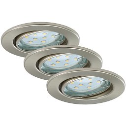 Obrázek pro produkt 3ks sada LED vestavné svítidlo, pr. 8,6 cm, 3 W, matný nikl - BRILONER
