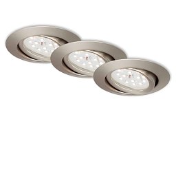 Obrázek pro produkt 3ks sada LED vestavné svítidlo, pr. 8,2 cm, 3,5 W, matný nikl - BRILONER