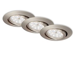 Obrázek pro produkt 3ks sada LED vestavné svítidlo, pr. 8,2 cm, 3 W, matný nikl - BRILONER