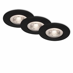 Obrázek pro produkt 3ks sada LED vestavné svítidlo, pr. 9 cm, stmívatelné, 5 W, černá - BRILONER