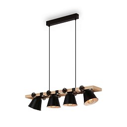 Obrázek pro produkt Závěsné svítidlo, 85 cm, max. 40 W, černá-dřevo - BRILO