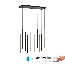 Obrázek pro produkt FLUTE LED závěsné svítidlo černá matná mosaz 10 ramenné stmívatelné paměťová funkce SimplyDim 3000K - PAUL NEUHAUS