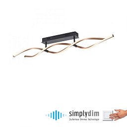 Obrázek pro produkt POLINA LED stropní svítidlo černá zlatá stmívatelné zakřivené paměťová funkce SimplyDim 3000K - PAUL NEUHAUS