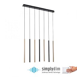 Obrázek pro produkt FLUTE LED závěsné svítidlo černá matná mosaz 7 ramenné stmívatelné paměťová funkce SimplyDim 3000K - PAUL NEUHAUS