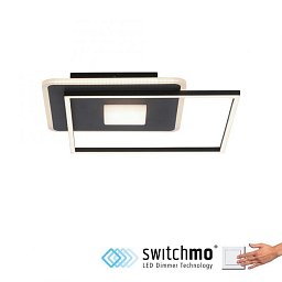 Obrázek pro produkt DOMINO LED stropní svítidlo hranaté Switchmo černá 3 krokové stmívání moderní krokově stmívatelné 3000K - LEUCHTEN DIREKT / JUST LIGHT