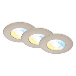 Obrázek pro produkt 3ks sada CCT vestavné svítidlo, 9 cm, 4,9W, 580lm matný nikl - BRILONER