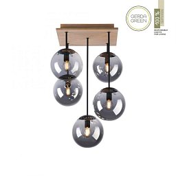 Obrázek pro produkt GREEN WIDO LED stropní svítidlo 5 ramenné dřevo kouřová barva v udržitelném designu IP20 - LEUCHTEN DIREKT / JUST LIGHT