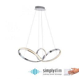 Obrázek pro produkt TANJA LED závěsné svítidlo chrom zakřivené stmívatelné křišťálový design moderní SimplyDim 3000K - PAUL NEUHAUS