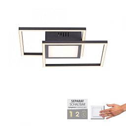 Obrázek pro produkt ASMIN LED stropní svítidlo černé hranaté s nastavitelnými zónami klasickým vypínačem 3000K - LEUCHTEN DIREKT / JUST LIGHT