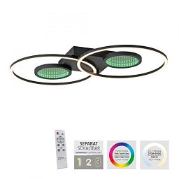 Obrázek pro produkt TUNEL LED stropní svítidlo černé s RGB efekty, CCT stmívatelné s dálkovým ovládáním RGB+3000-6500K - LEUCHTEN DIREKT / JUST LIGHT